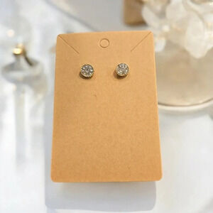 Gold Plated Circle Rhinestones Stud Earrings